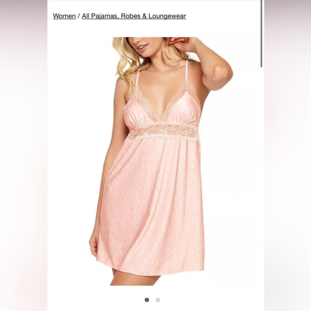 Pink Lace Trim Chemise Nightgown